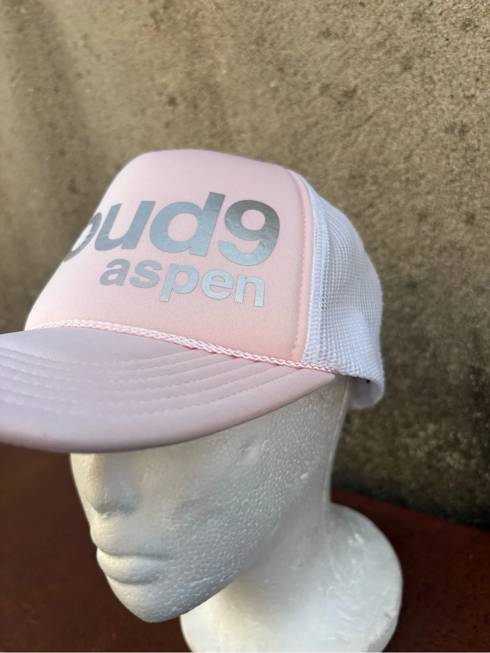 Aspen Cloud 9 Nine Trucker Snapback Hat 100% Authentic Snowmass Light Pink